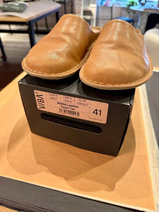 Vibae Shoes - VIBA Mule Slip ons ROMA Leather Fawn Tan - Size 41